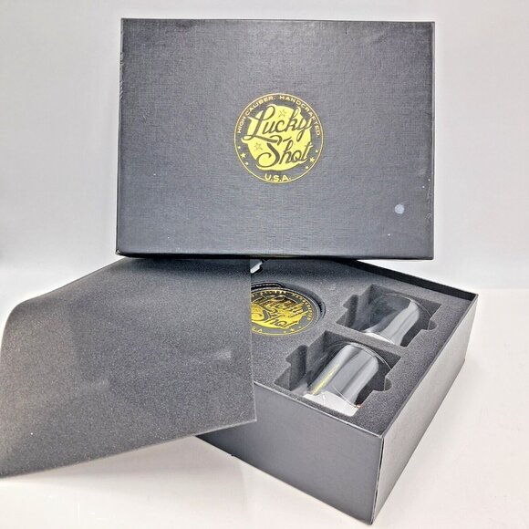 Lucky Shot Bullet Whiskey Glasses- Set of 4 With Matching Coasters And Holder - Picture 11 of 15